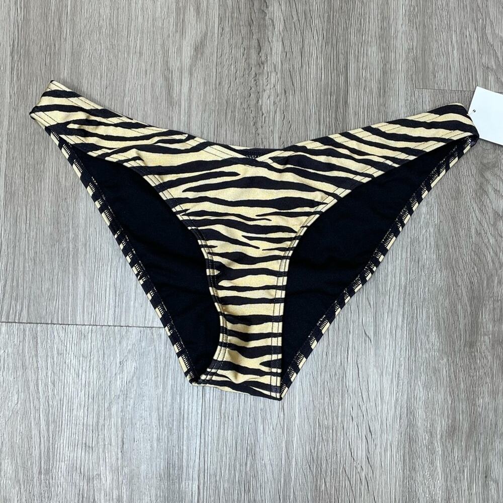 Topshop Women's Nude/Black Zebra Moderate Coverage Bikini Swim Bottoms sz 8